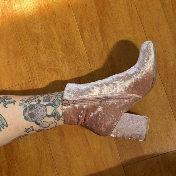 Pink Velvet Ankle Boots - Picture 4 of 4